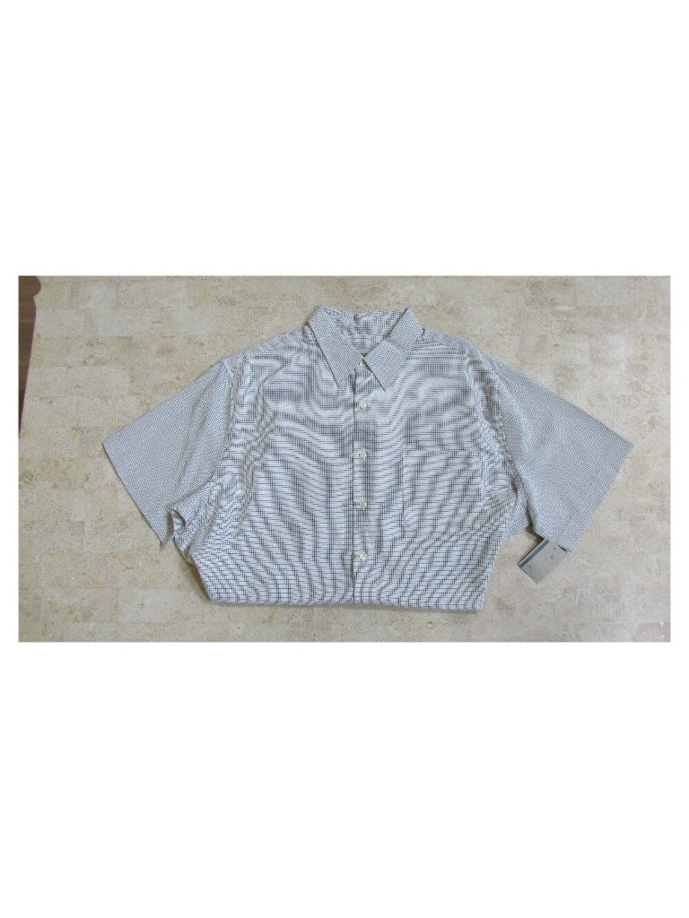 Breakwater Shirt Men XL White / Navy Check Button Up Collar Short Sleeve New NWT
